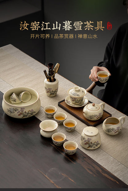 Ru Kiln Kung Fu Tea Set – Porcelain Gift Set for 6